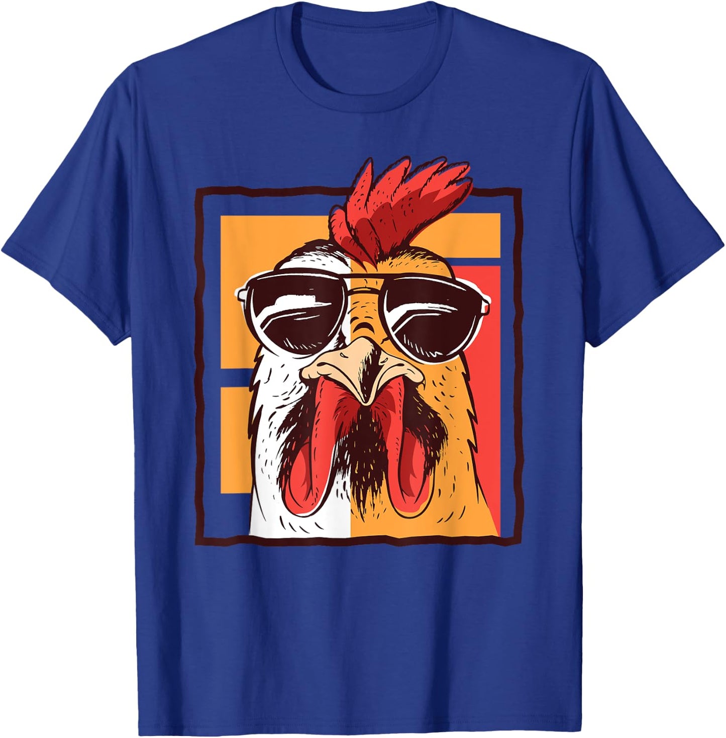 Retro Vintage Chicken Cool Rooster Wearing Sunglasses T-Shirt - T-Shirt | Royal