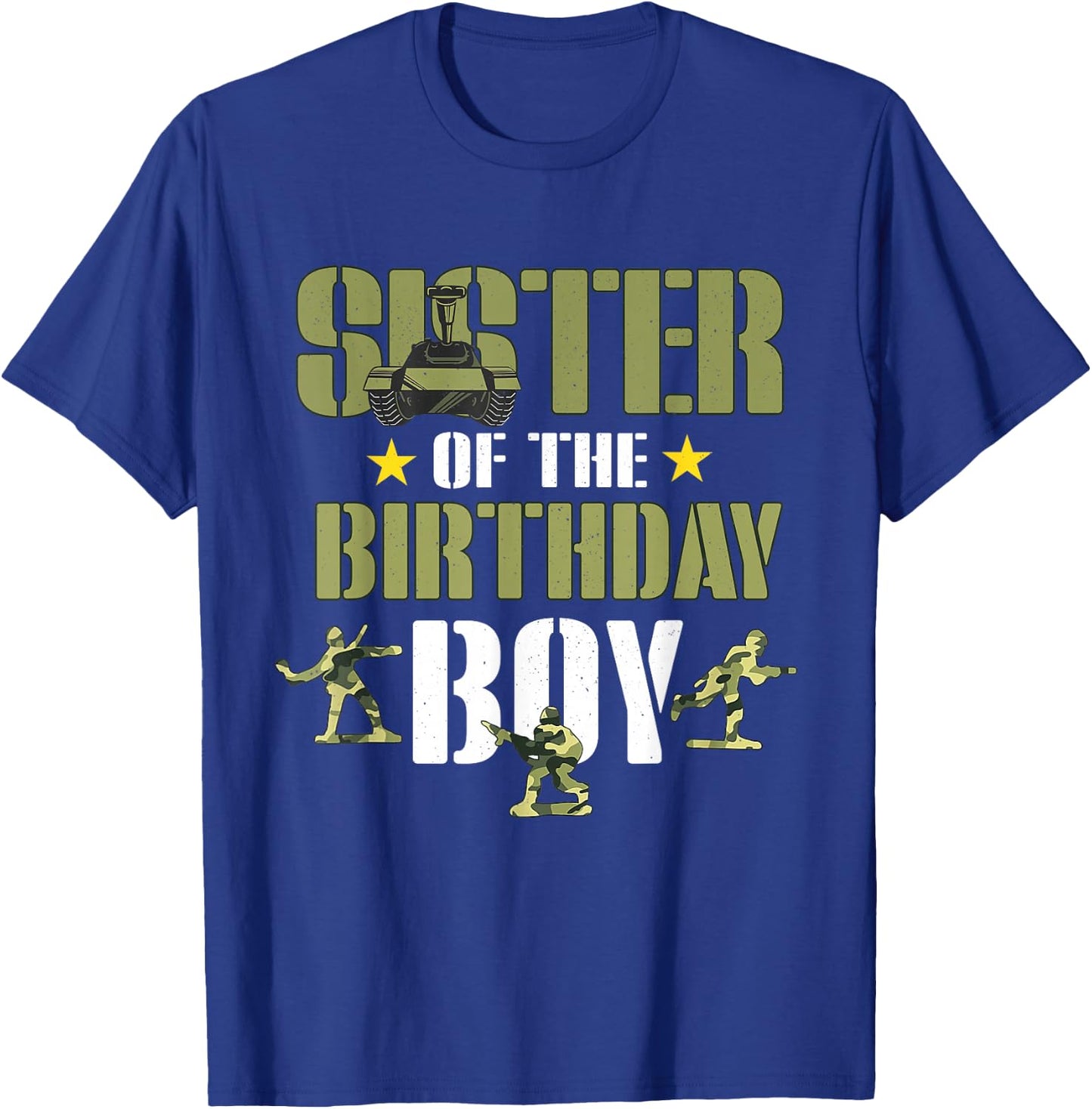 Sister of The Birthday Boy Shirt Army Camouflage Sister 1st T-Shirt - T-Shirt | Royal
