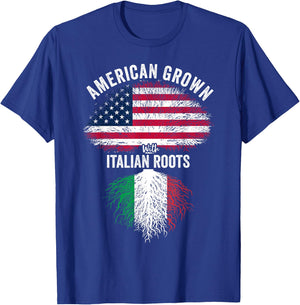 American Grown With Italian Roots USA Italia Flag T-Shirt - T-Shirt | Royal