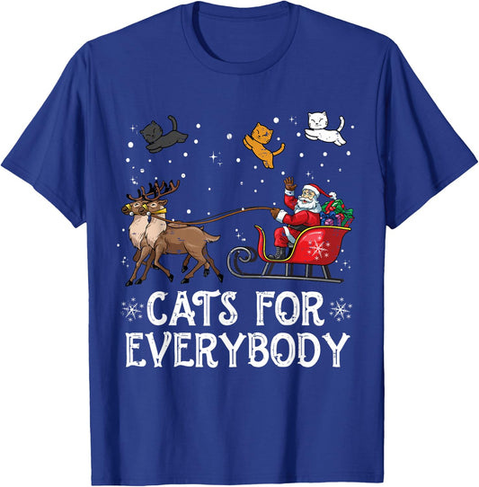 Cats For Everybody Christmas Cat Funny Xmas Women Santa T-Shirt - T-Shirt | Royal