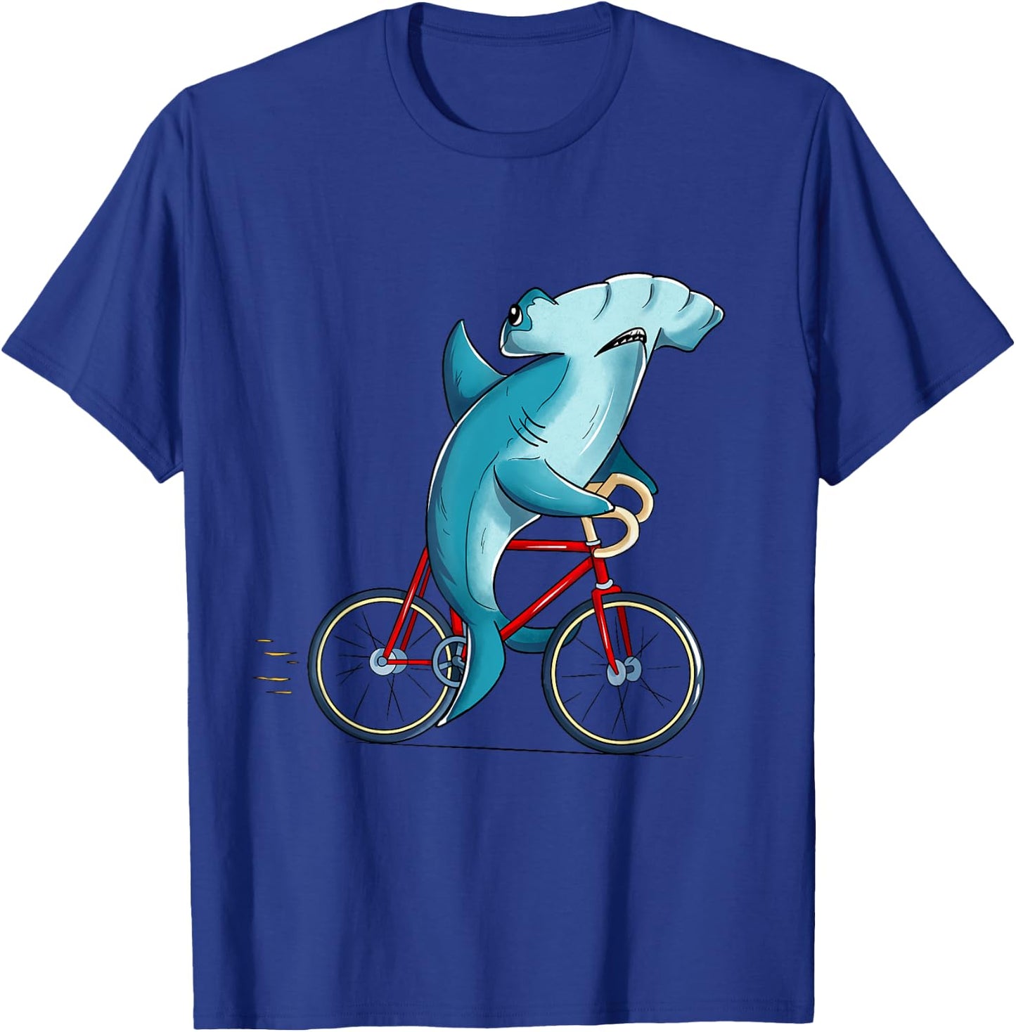 Hammerhead Shark Riding Bicycle Cute Biker T-Shirt - T-Shirt | Royal