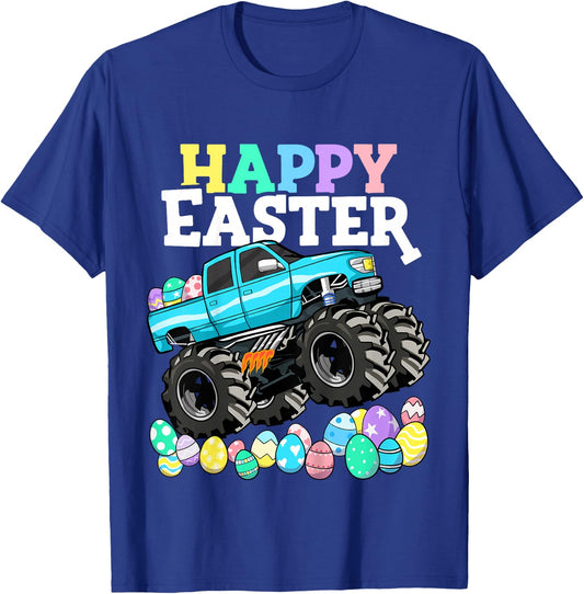 Boys Happy Easter Monster Truck Easter Eggs Toddler T-Shirt - T-Shirt | Royal