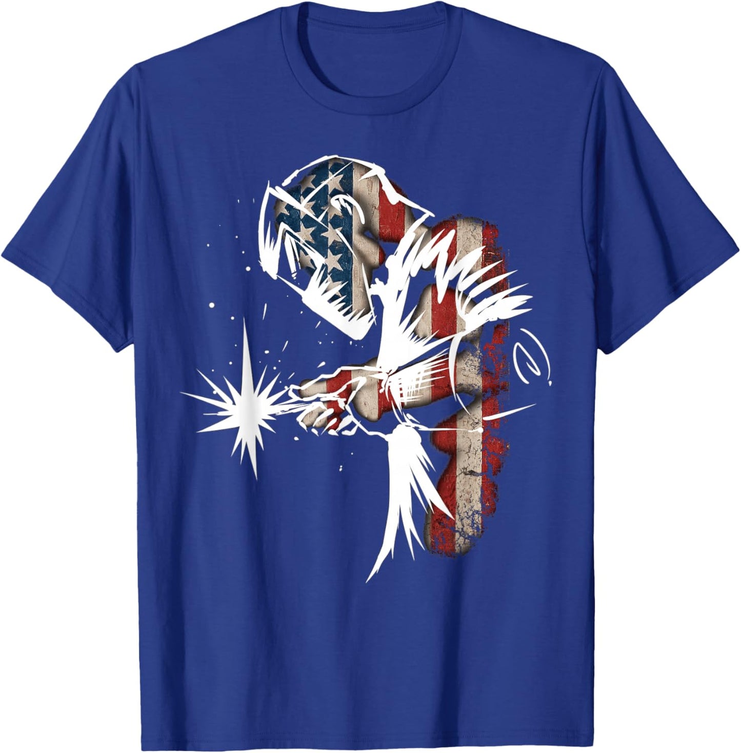 Welder American Flag USA Patriotic Welder T-Shirt - T-Shirt | Royal