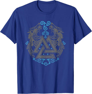 Walhalla Wolf Wolves Odins Runes Valknut Symbol Viking T-Shirt - T-Shirt | Royal