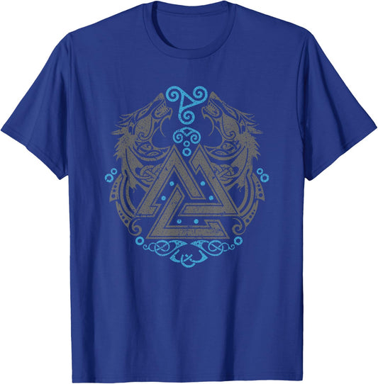 Walhalla Wolf Wolves Odins Runes Valknut Symbol Viking T-Shirt - T-Shirt | Royal