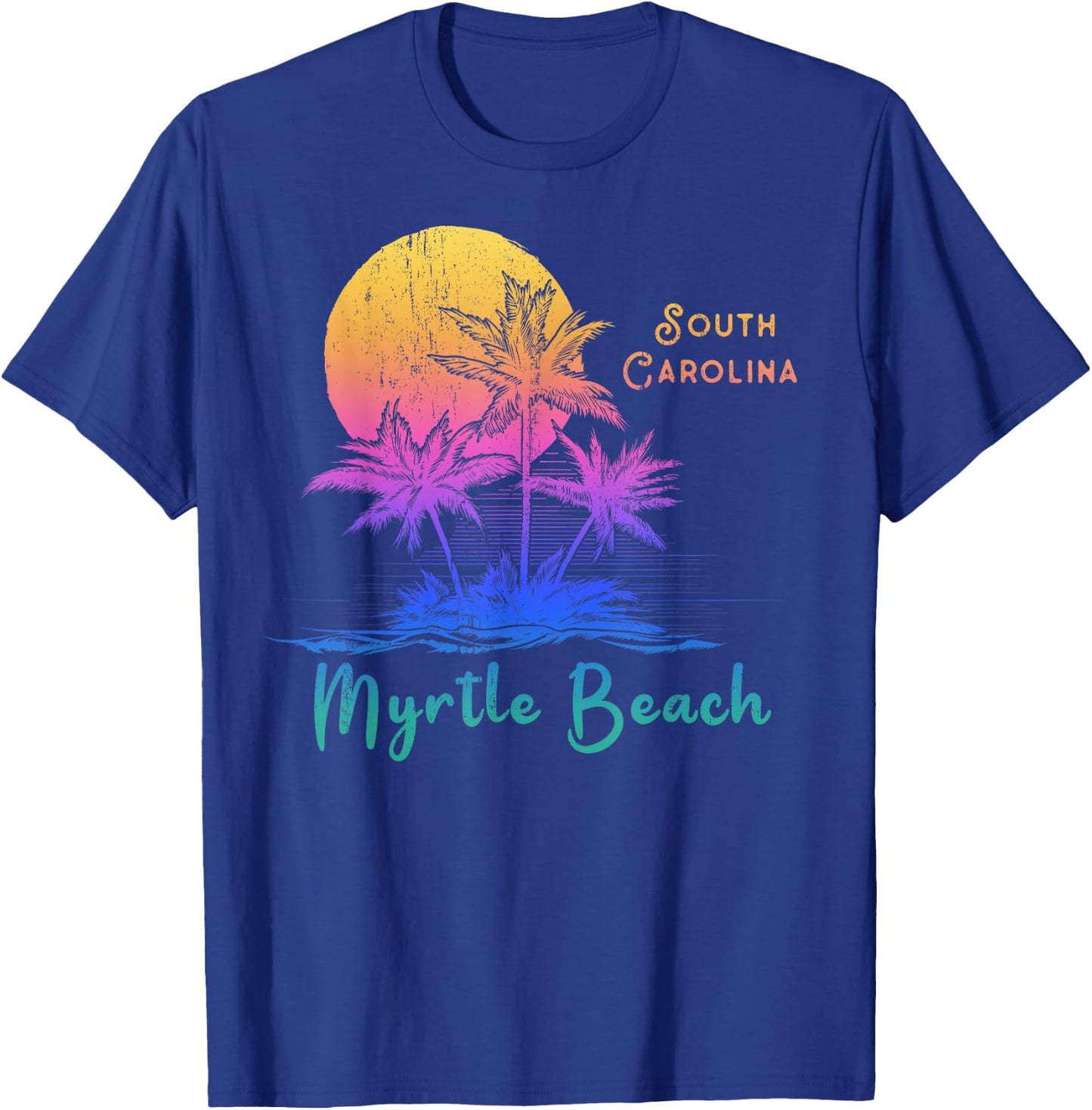 Myrtle Beach Palmetto Tree South Carolina Vacations Camping T-Shirt - T-Shirt | Royal