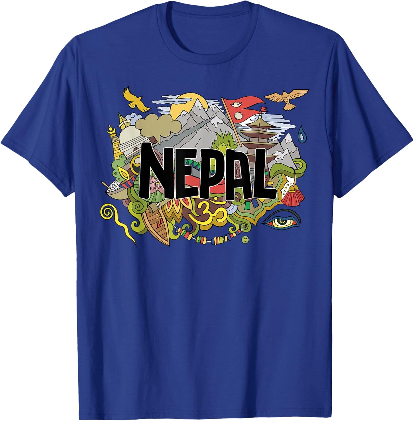 Nepali Flag Collage Everest Temples and Cultures of Nepal T-Shirt - T-Shirt | Royal