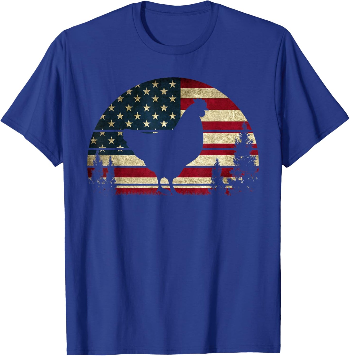 4th Of July Patriotic Chicken American USA Flag Chicken Love T-Shirt - T-Shirt | Royal