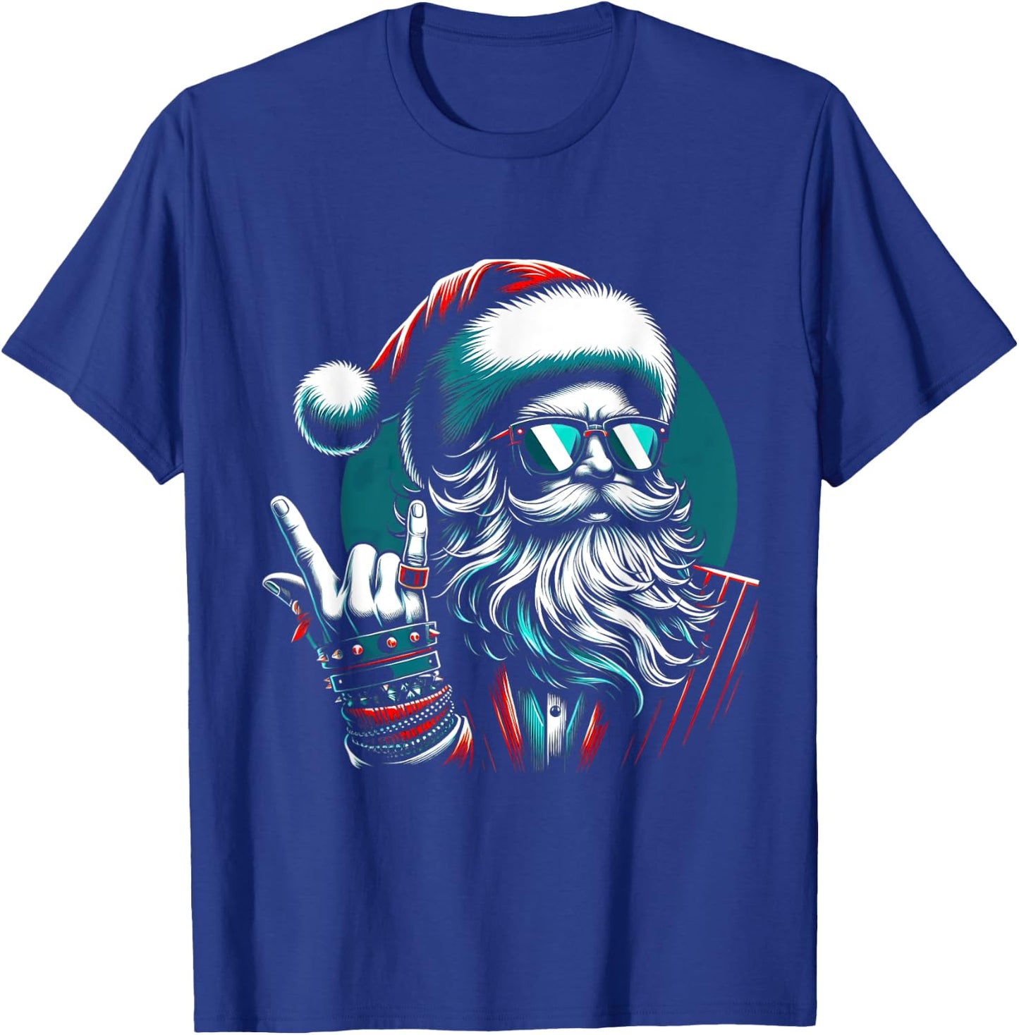 Punk Santa Rock N Roll Emo Heavy Metal Christmas T-Shirt - T-Shirt | Royal