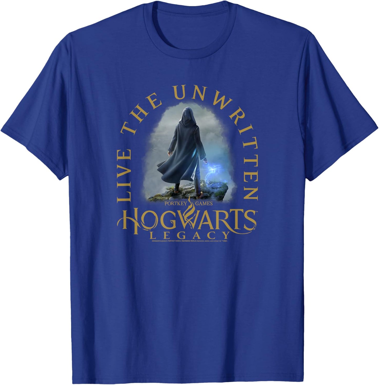 Hogwarts Legacy Live The Unwritten Golden Logo Wizard Poster T-Shirt - T-Shirt | Royal
