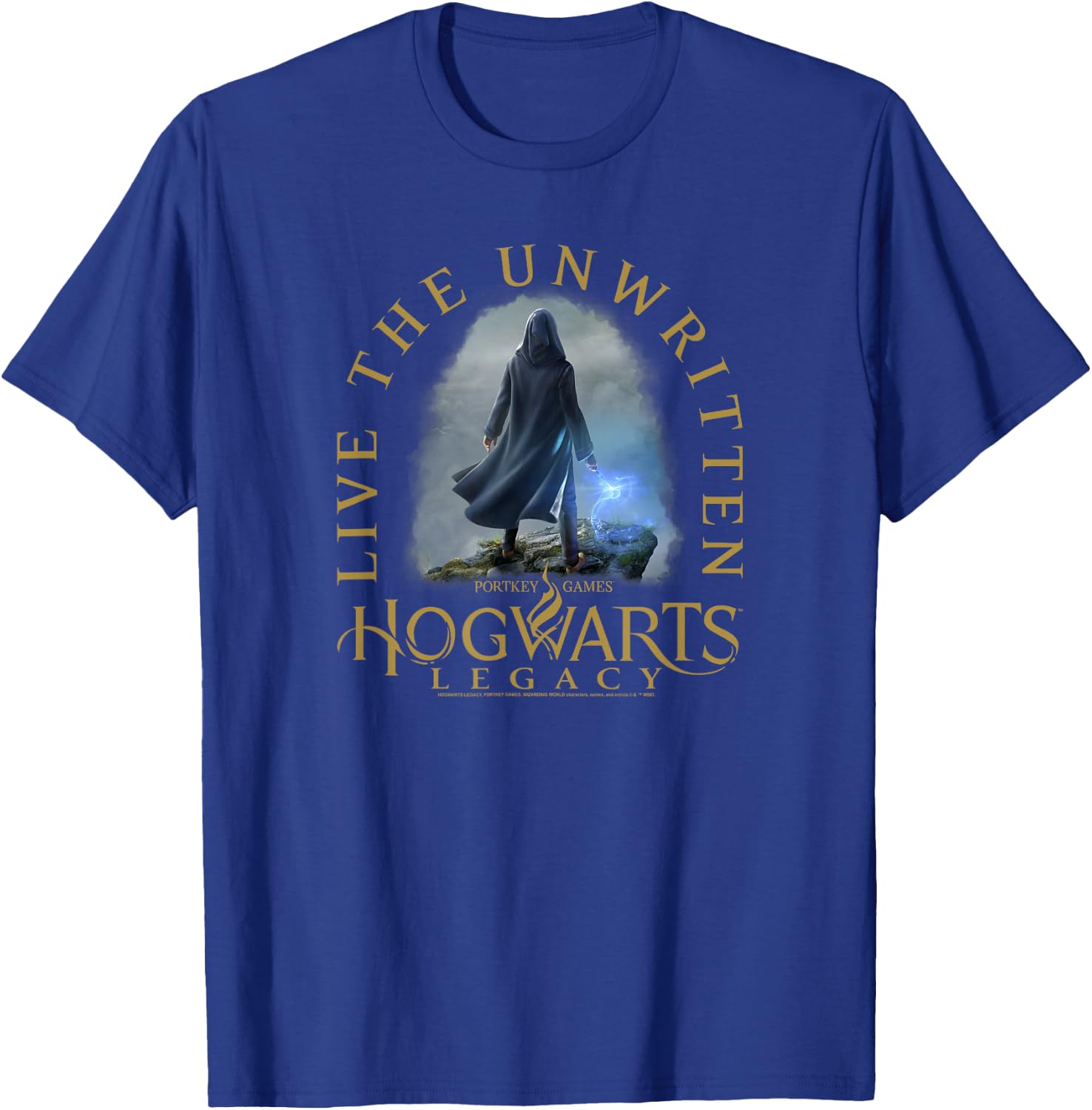 Hogwarts Legacy Live The Unwritten Golden Logo Wizard Poster T-Shirt - T-Shirt | Royal