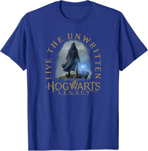 Hogwarts Legacy Live The Unwritten Golden Logo Wizard Poster T-Shirt - T-Shirt | Royal