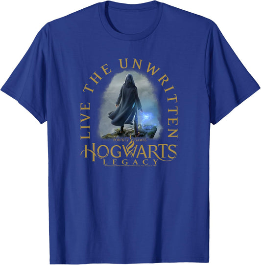 Hogwarts Legacy Live The Unwritten Golden Logo Wizard Poster T-Shirt - T-Shirt | Royal
