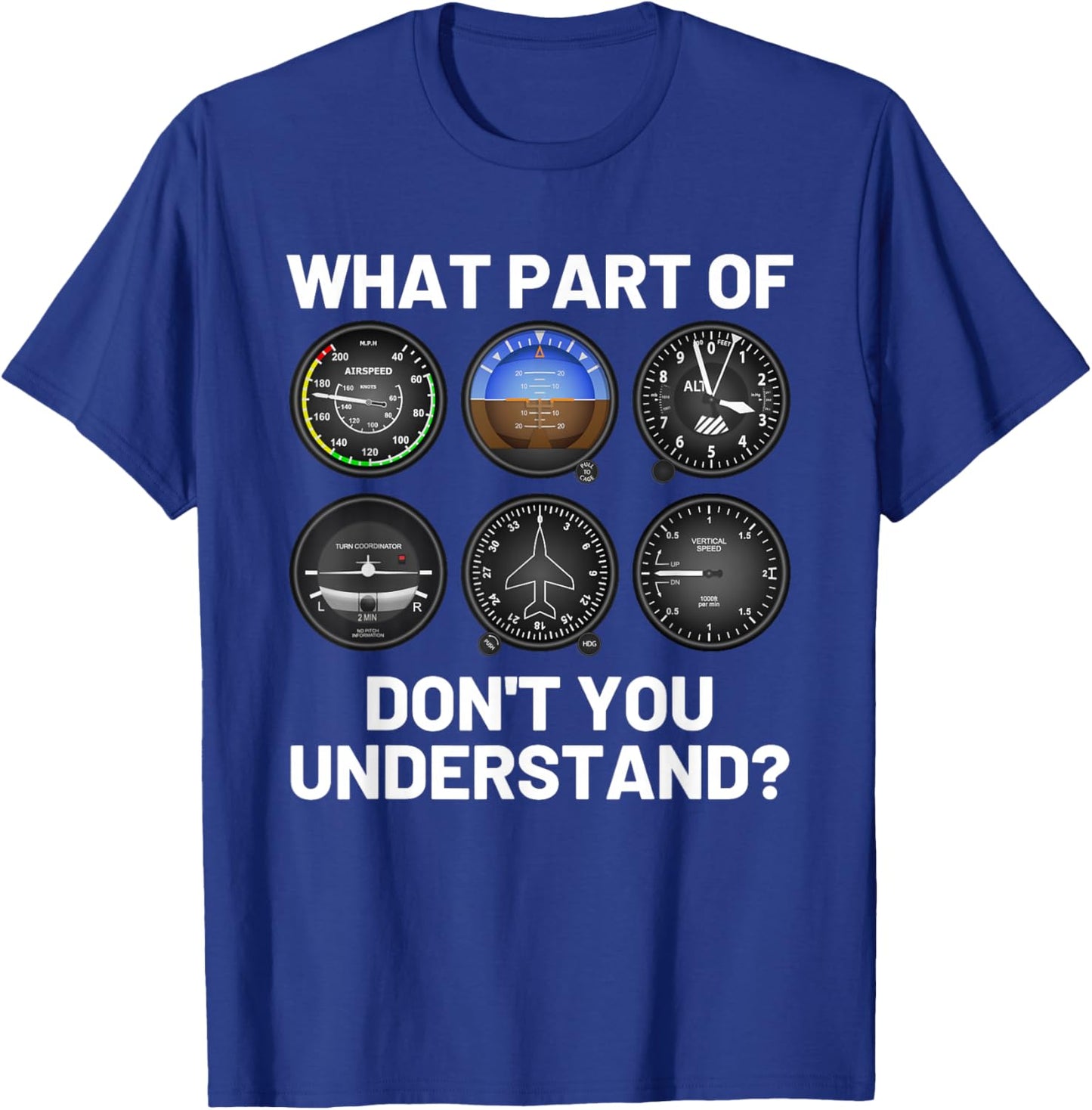 Funny Pilot Art Aviation Six Pack Instruments Flying Plane T-Shirt - T-Shirt | Royal