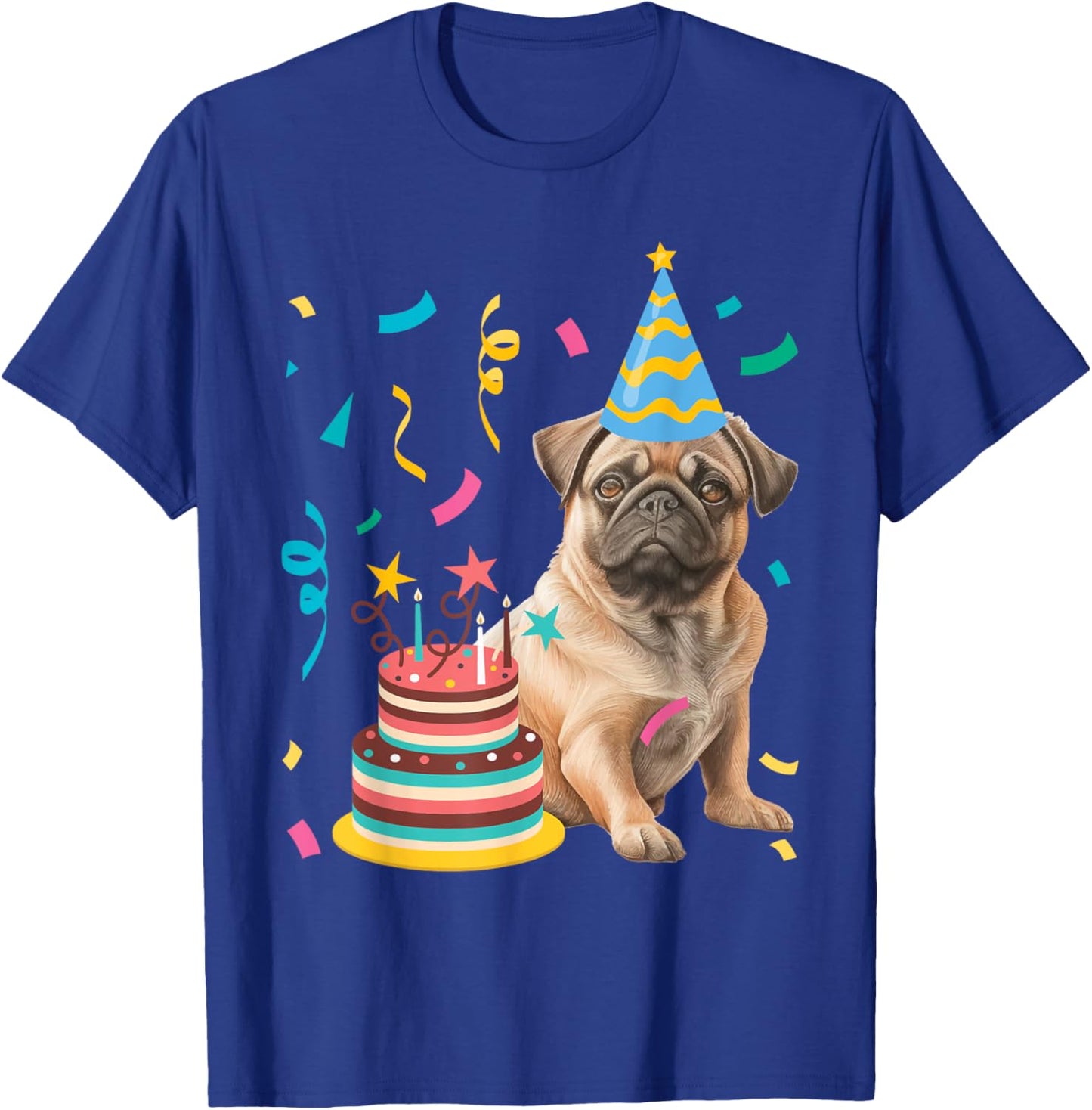 Funny Pug Shirts Pug Birthday Celebration -Adults & Older Children - Dog Lovers (Pug Lovers) Black Small T-Shirt - T-Shirt | Royal