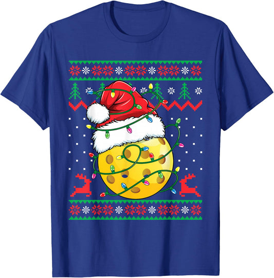 Funny Pickleball Ugly Christmas Sweater Xmas T-Shirt - T-Shirt | Royal