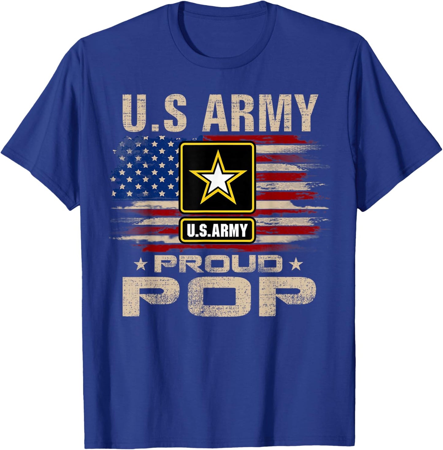 Vintage U.S Army Proud Pop With American Flag T-Shirt - T-Shirt | Royal