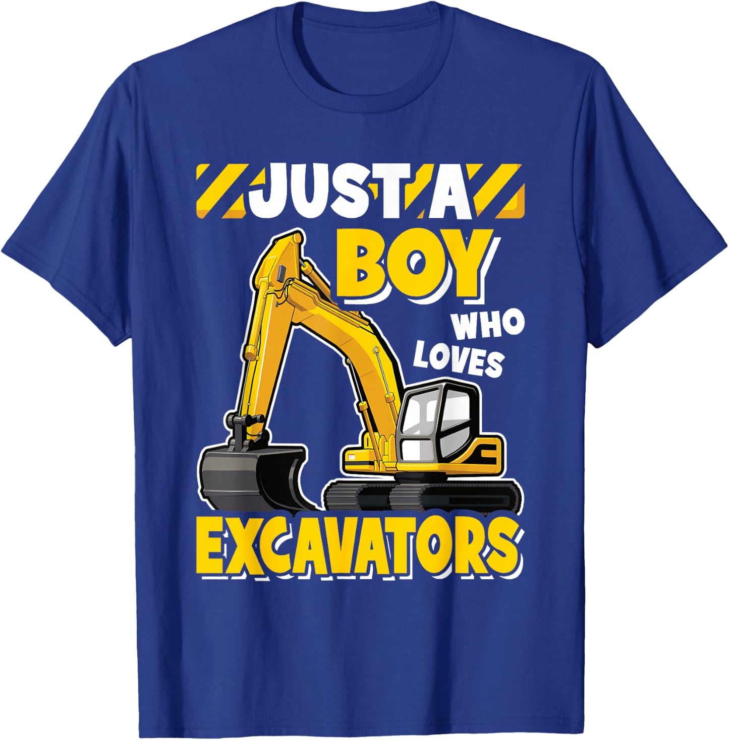 Just A Boy Who Loves Excavators Kids Construction Vehicle T-Shirt - T-Shirt | Royal