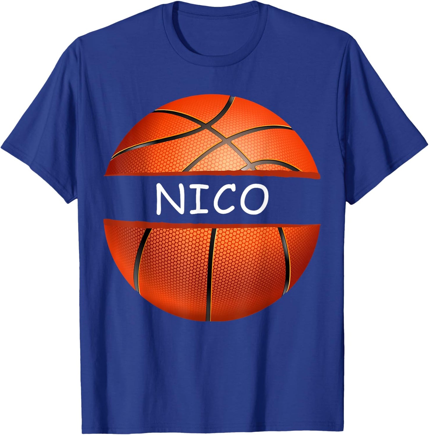 Novelty Personalized Name Nico Sports Basketball T-Shirt - T-Shirt | Royal