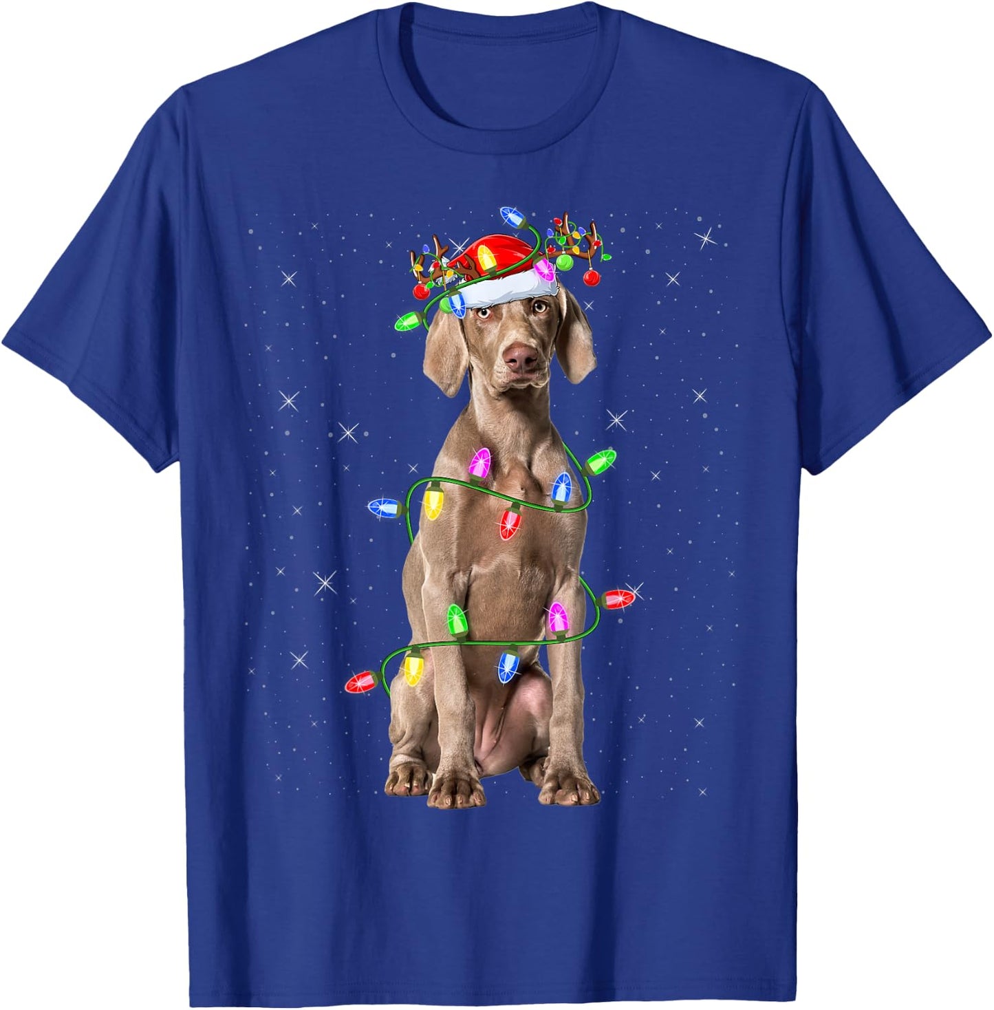 Weimaraner Dog Lover Xmas Lights Santa Weimaraner Christmas T-Shirt - T-Shirt | Royal