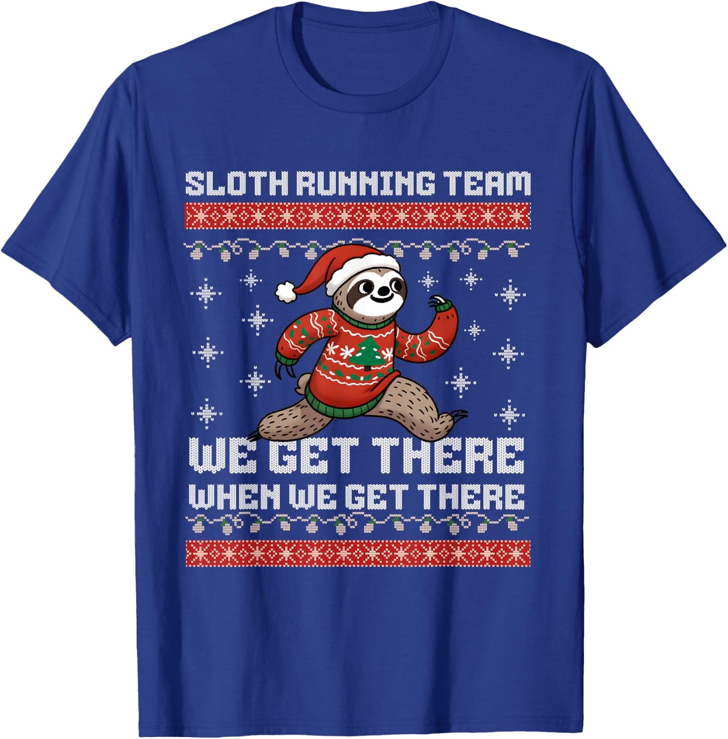 Funny Sloth Christmas 5k Running Team Squad X-Mas Fun Run T-Shirt - T-Shirt | Royal