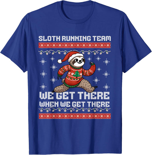 Funny Sloth Christmas 5k Running Team Squad X-Mas Fun Run T-Shirt - T-Shirt | Royal