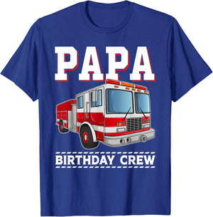 Papa Birthday Crew Fire Truck Themed Family Matching T-Shirt - T-Shirt | Royal