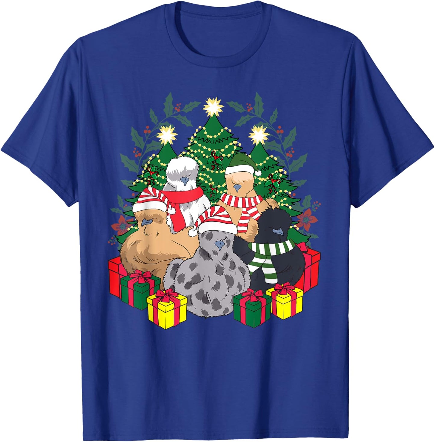 Poultry Farmer Funny Silky Silkie Chicken Lover Co Silkie Silky Chickens Christmas Xmas Cute Graphic Men's Black Cotton Blend T-Shirt - T-Shirt | Royal