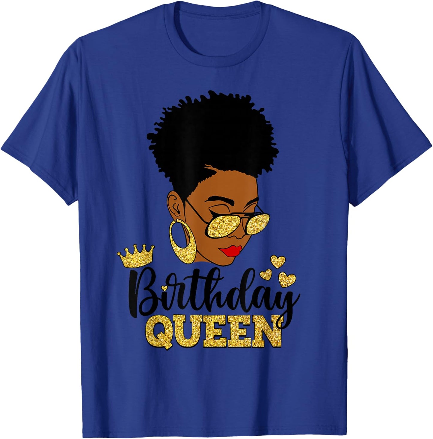 Birthday Queen Afro Short Hair African American Black Woman T-Shirt - T-Shirt | Royal