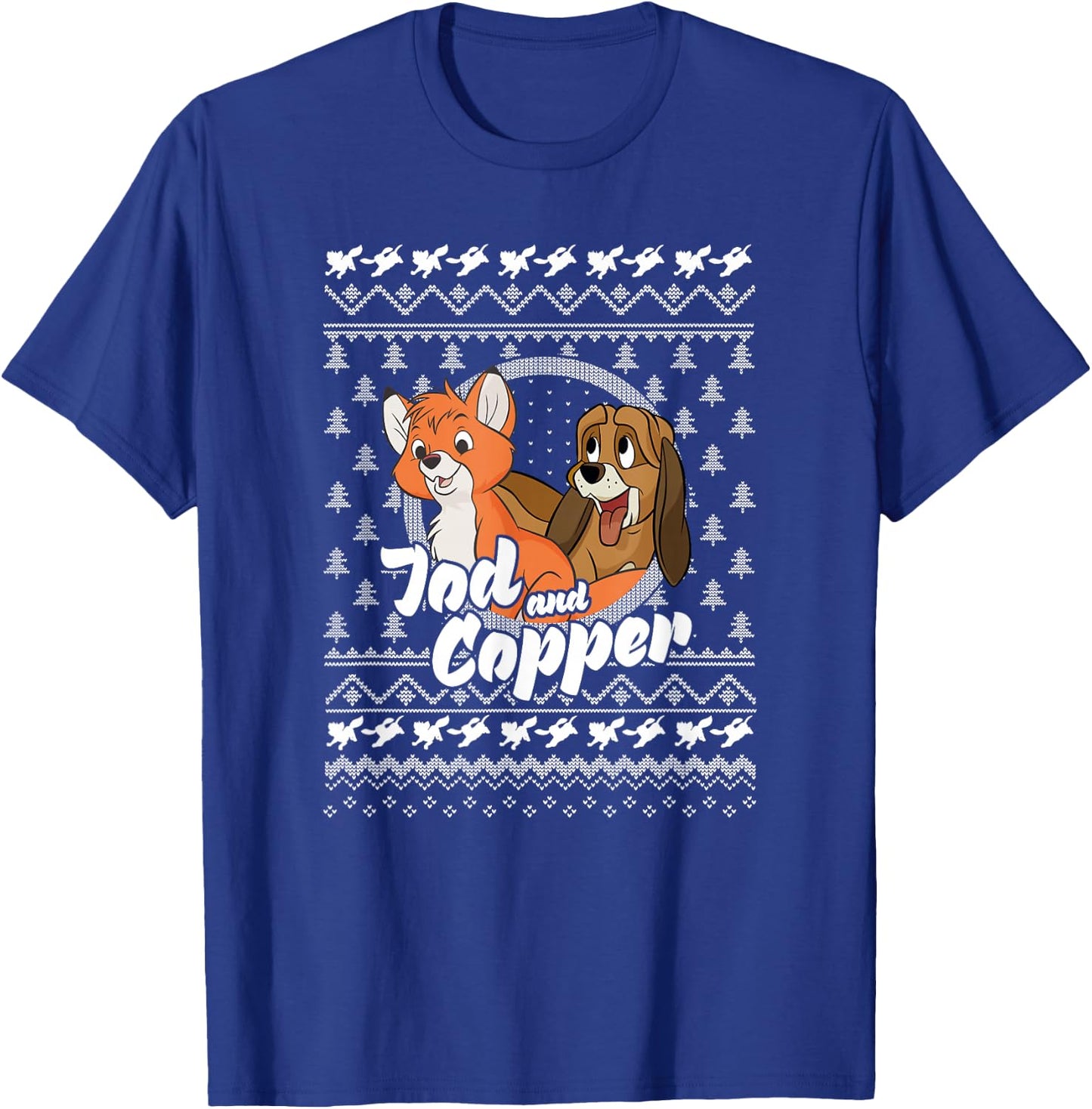Disney The Fox and The Hound Christmas Tod and Copper Logo T-Shirt - T-Shirt | Royal