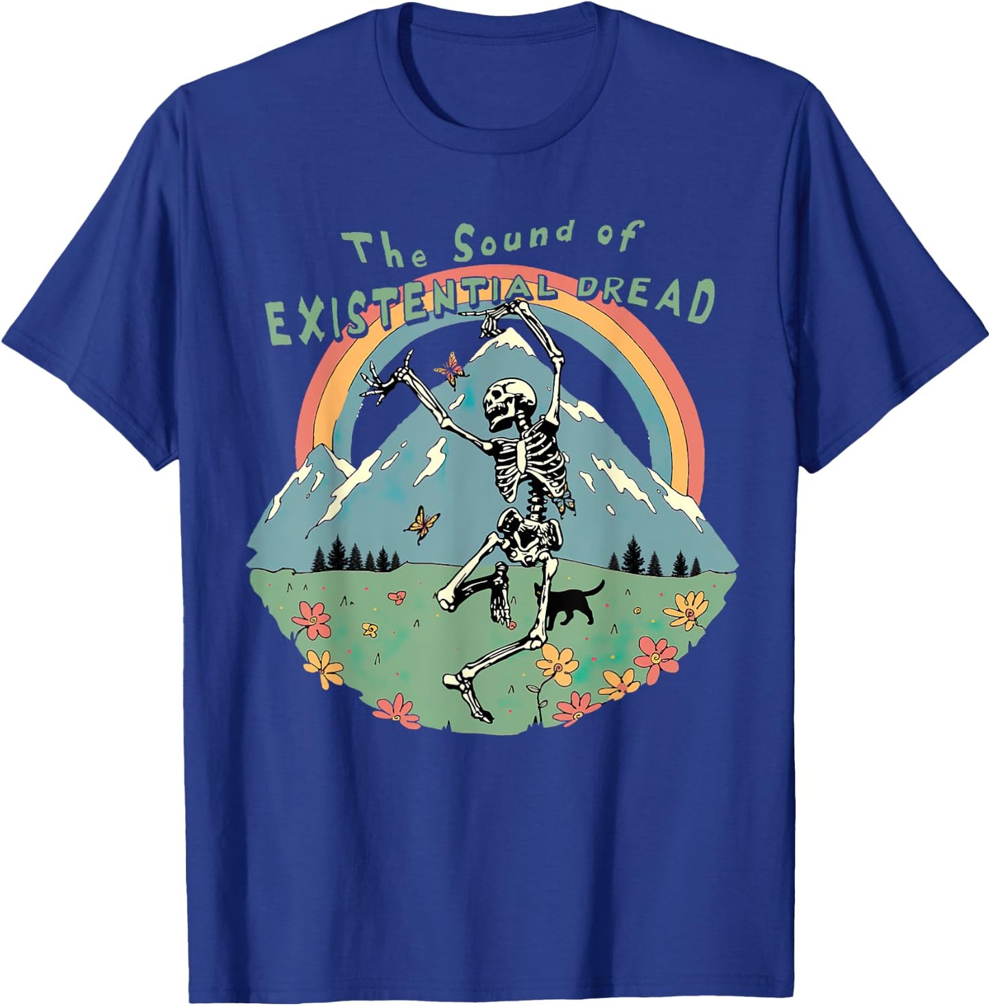 The Sound Of Existential Dread, Skeleton Dancing On Grass T-Shirt - T-Shirt | Royal
