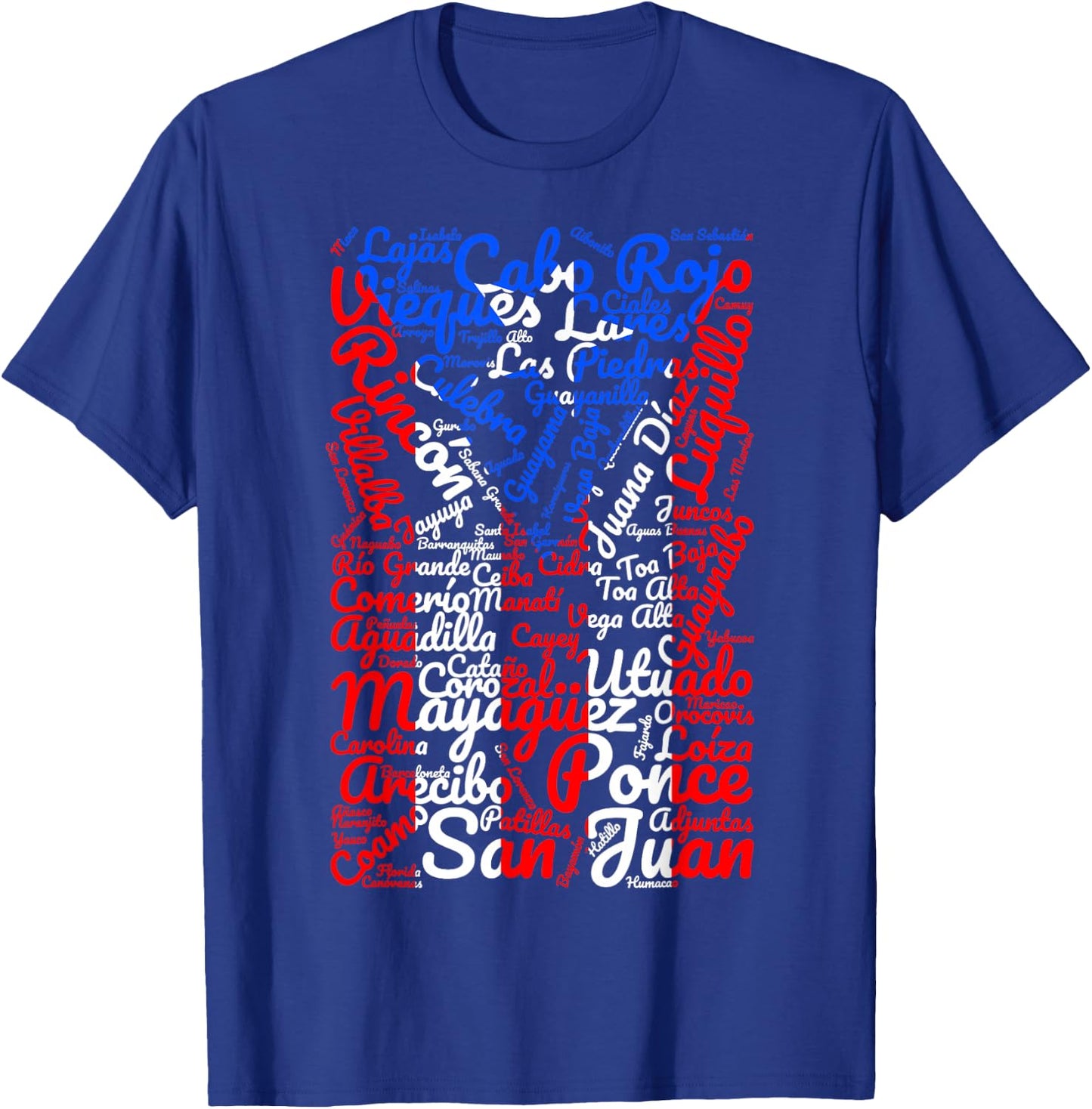 Puerto Rican Flag Shirt Towns and Cities of Puerto Rico T-Shirt - T-Shirt | Royal