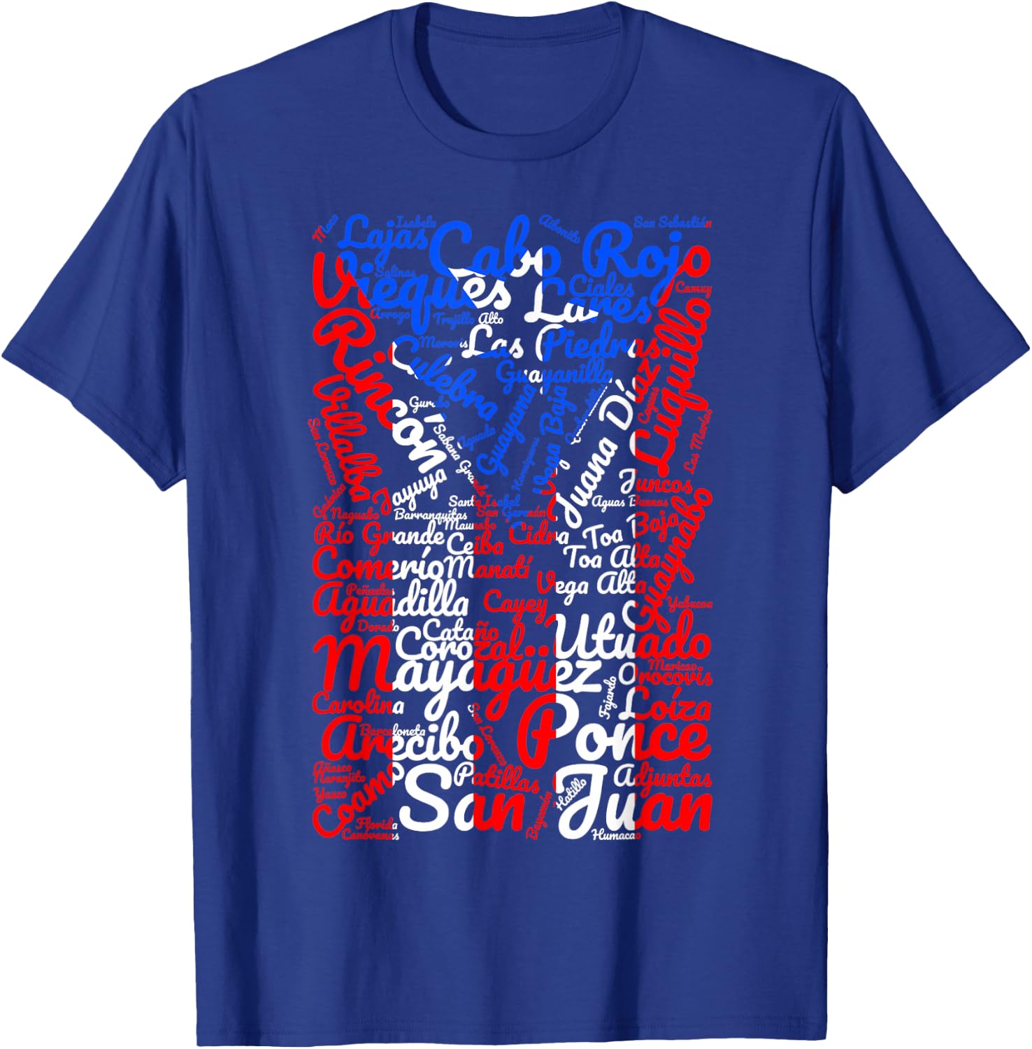 Puerto Rican Flag Shirt Towns and Cities of Puerto Rico T-Shirt - T-Shirt | Royal