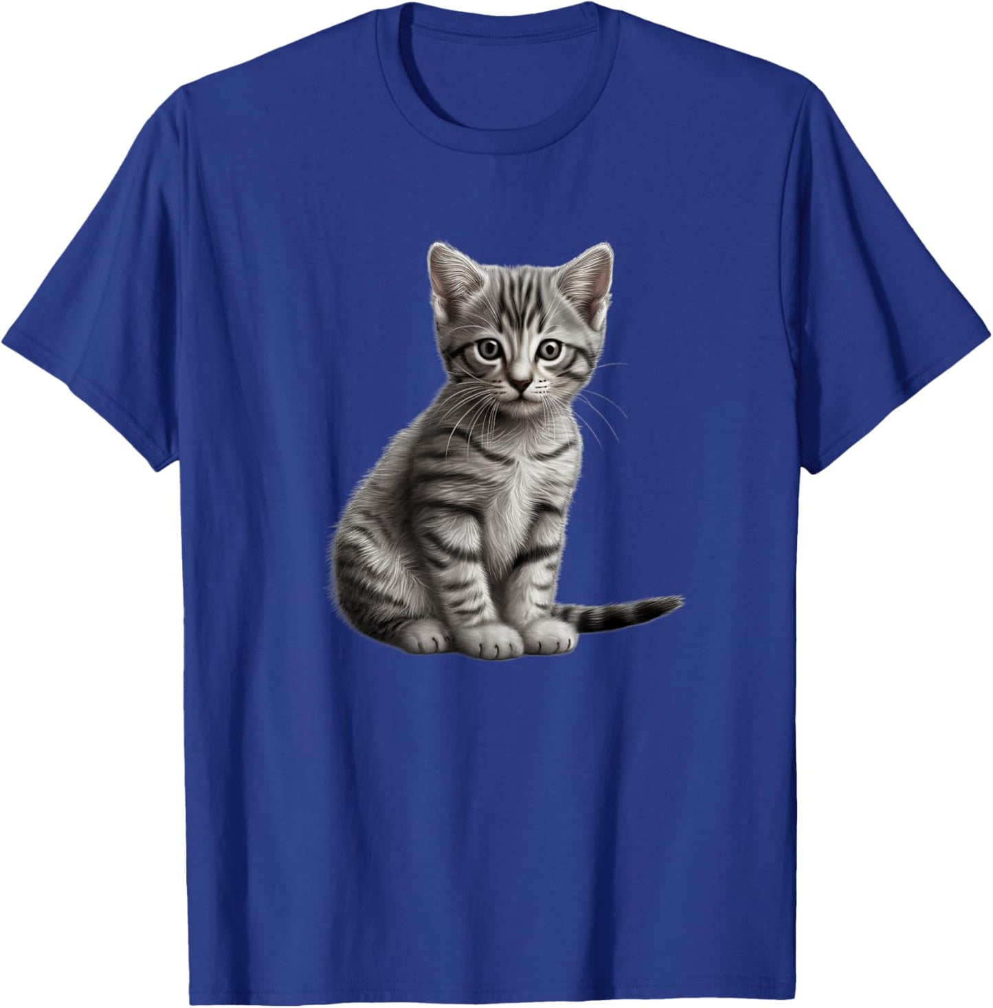 Grey Tabby Cat : Women's Cat-Themed Kids , Black, Small, Short Sleeve, Classic Fit, , Cute, Spring, Summer T-Shirt - T-Shirt | Royal