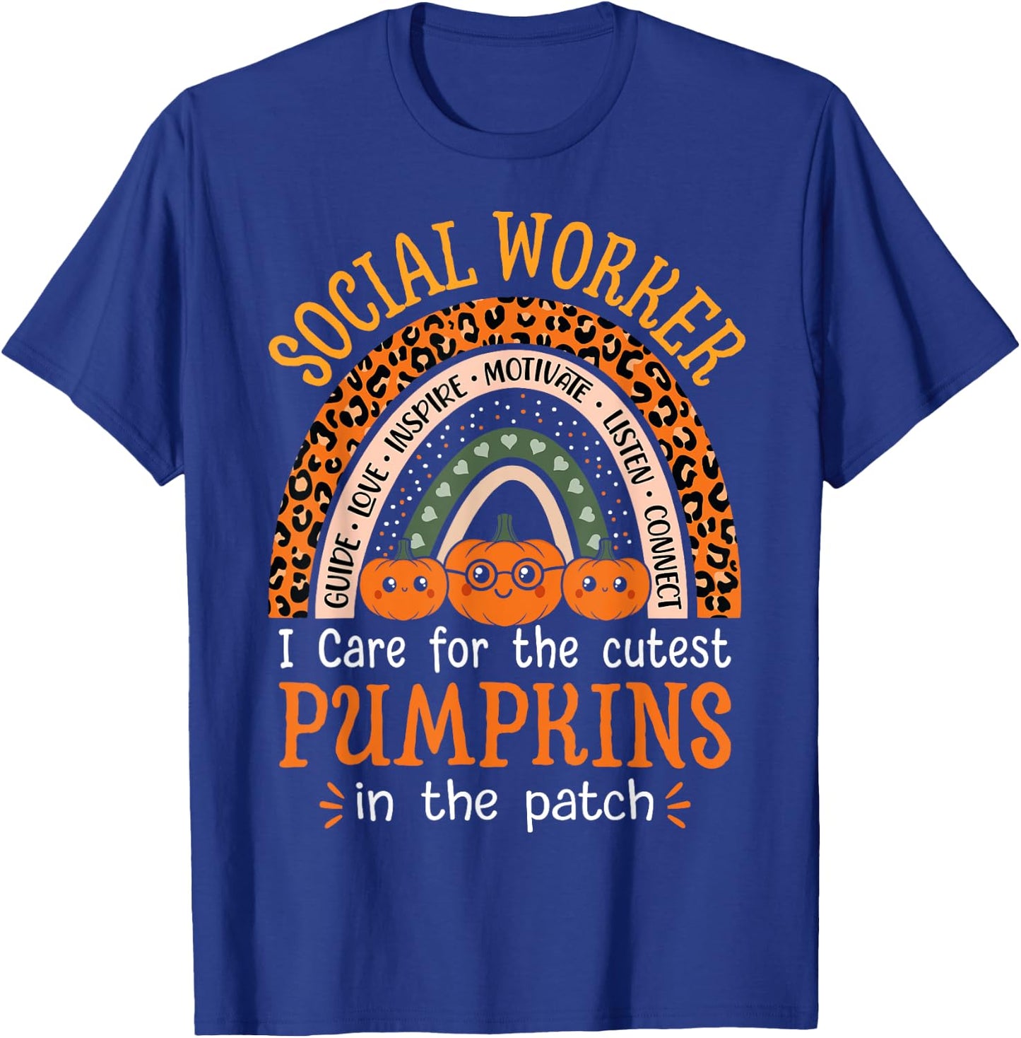 School Social Worker Rainbow Halloween School Worker T-Shirt - T-Shirt | Royal