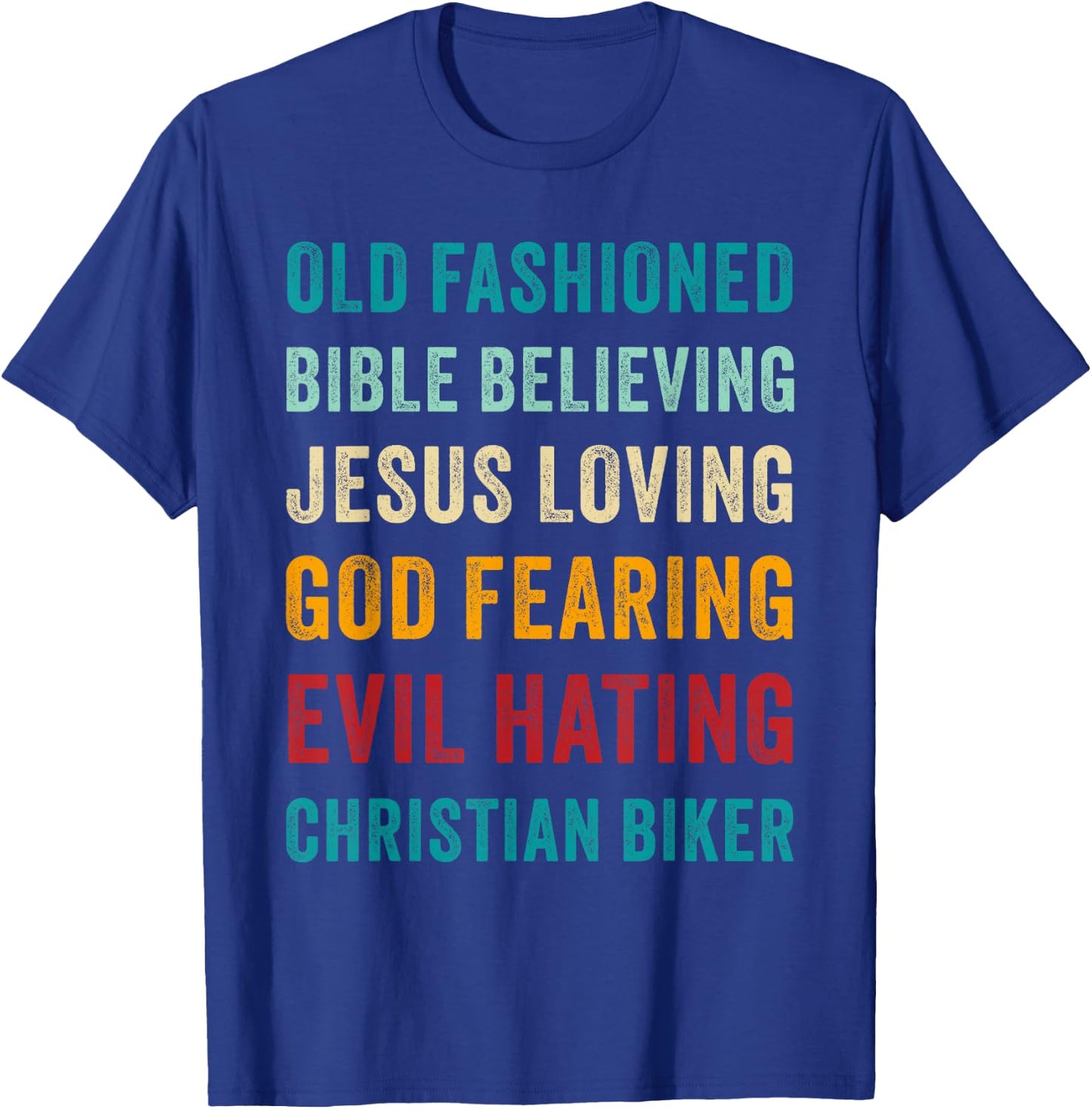 Christian Motorcycle Men's Cool Funny Vintage Faith Graphic T-Shirt - T-Shirt | Royal