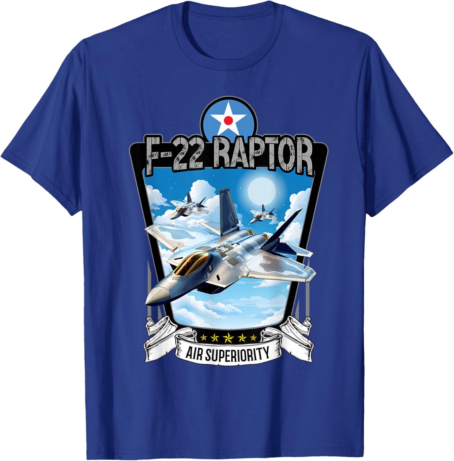 American Aircraft Stealth Fighter F22 Raptor T-Shirt - T-Shirt | Royal