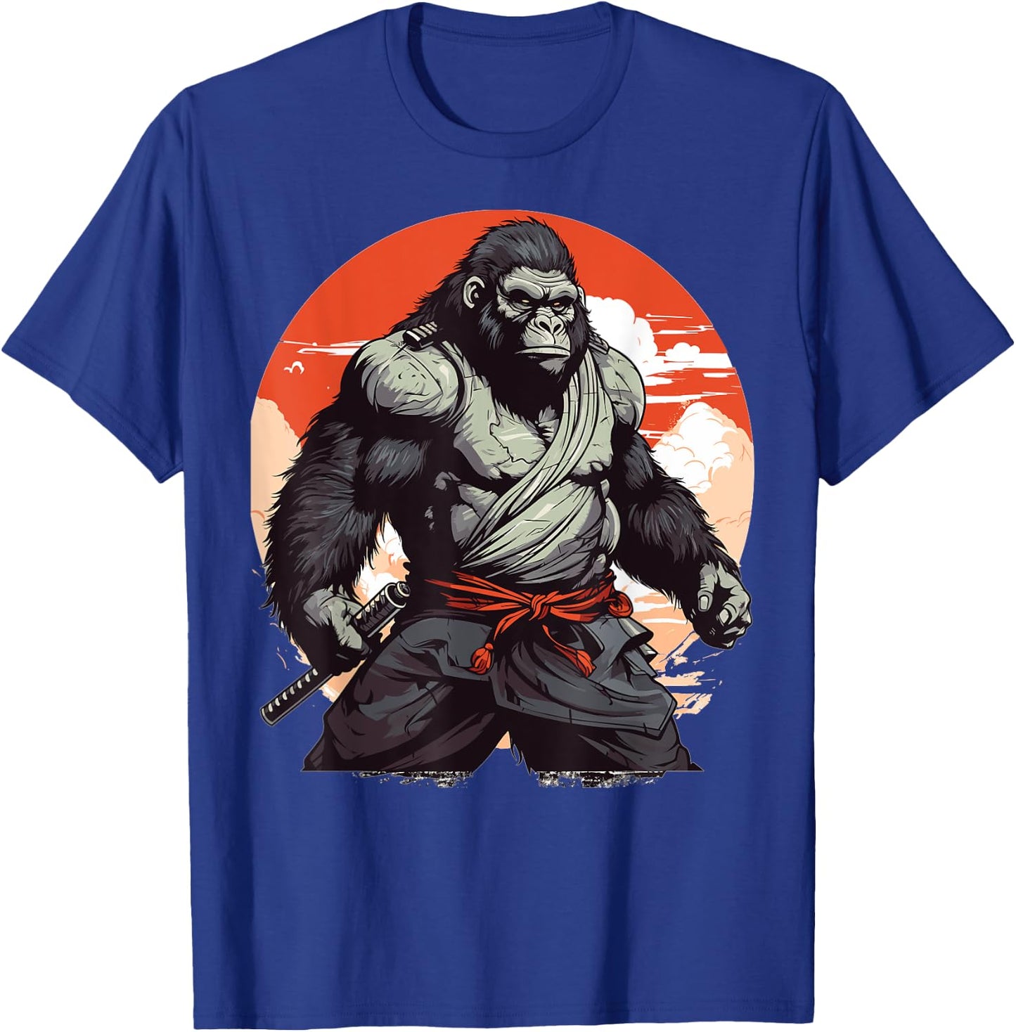 Samurai Monkey Warrior Japanese Ninja Gorilla Kawaii T-Shirt - T-Shirt | Royal