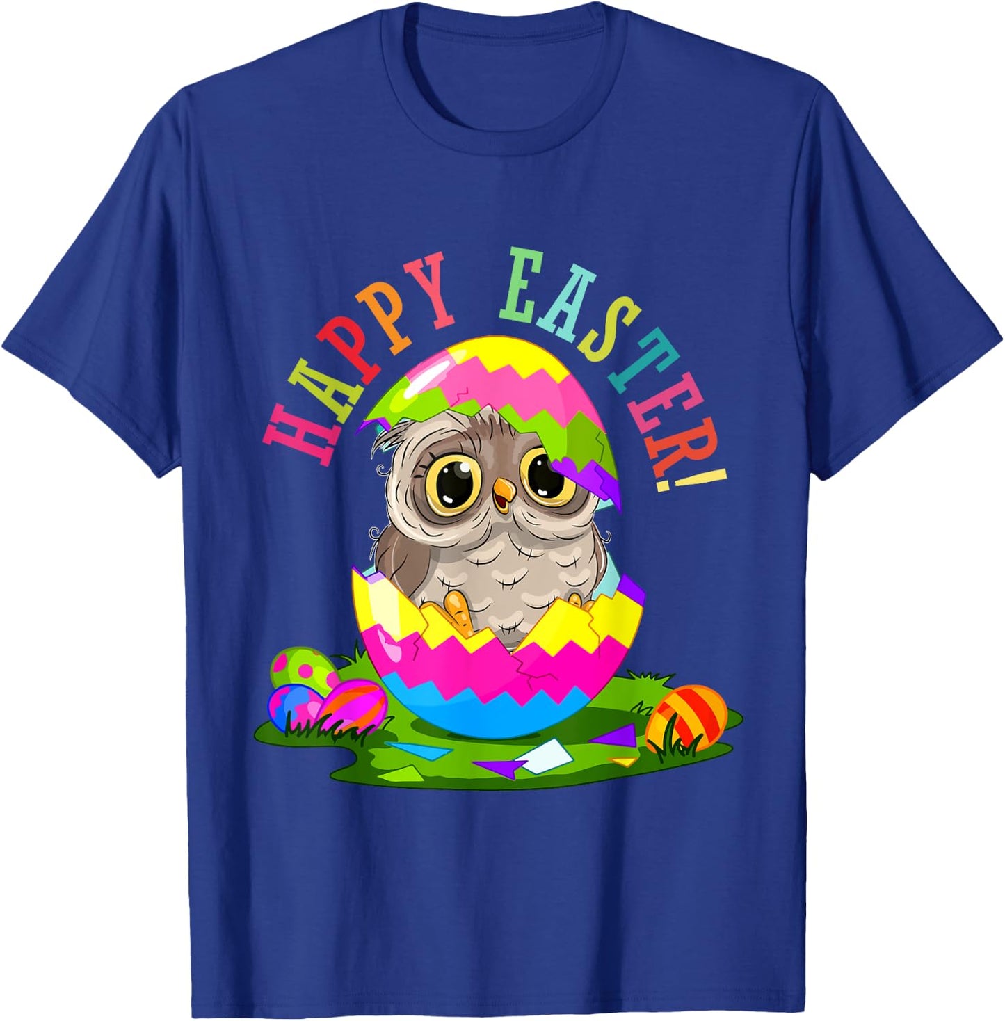 Happy Easter Owl In Chocolate Egg Hunting Eggs Lover Kids T-Shirt - T-Shirt | Royal