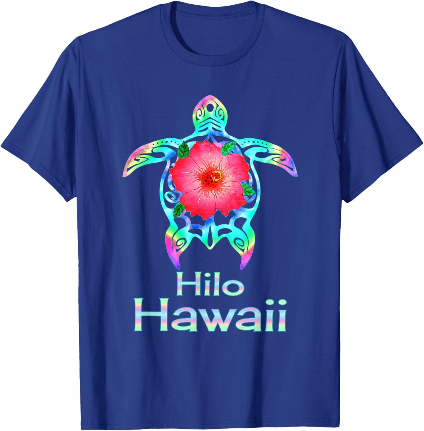 Hawaiian Colorful Sea Turtle Hilo Hawaii T-Shirt - T-Shirt | Royal