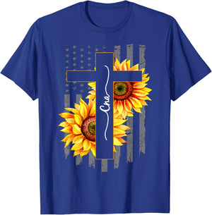 Nurse CNA Jesus Cross Sunflower 4th Of July Women's T-Shirt - T-Shirt | Royal