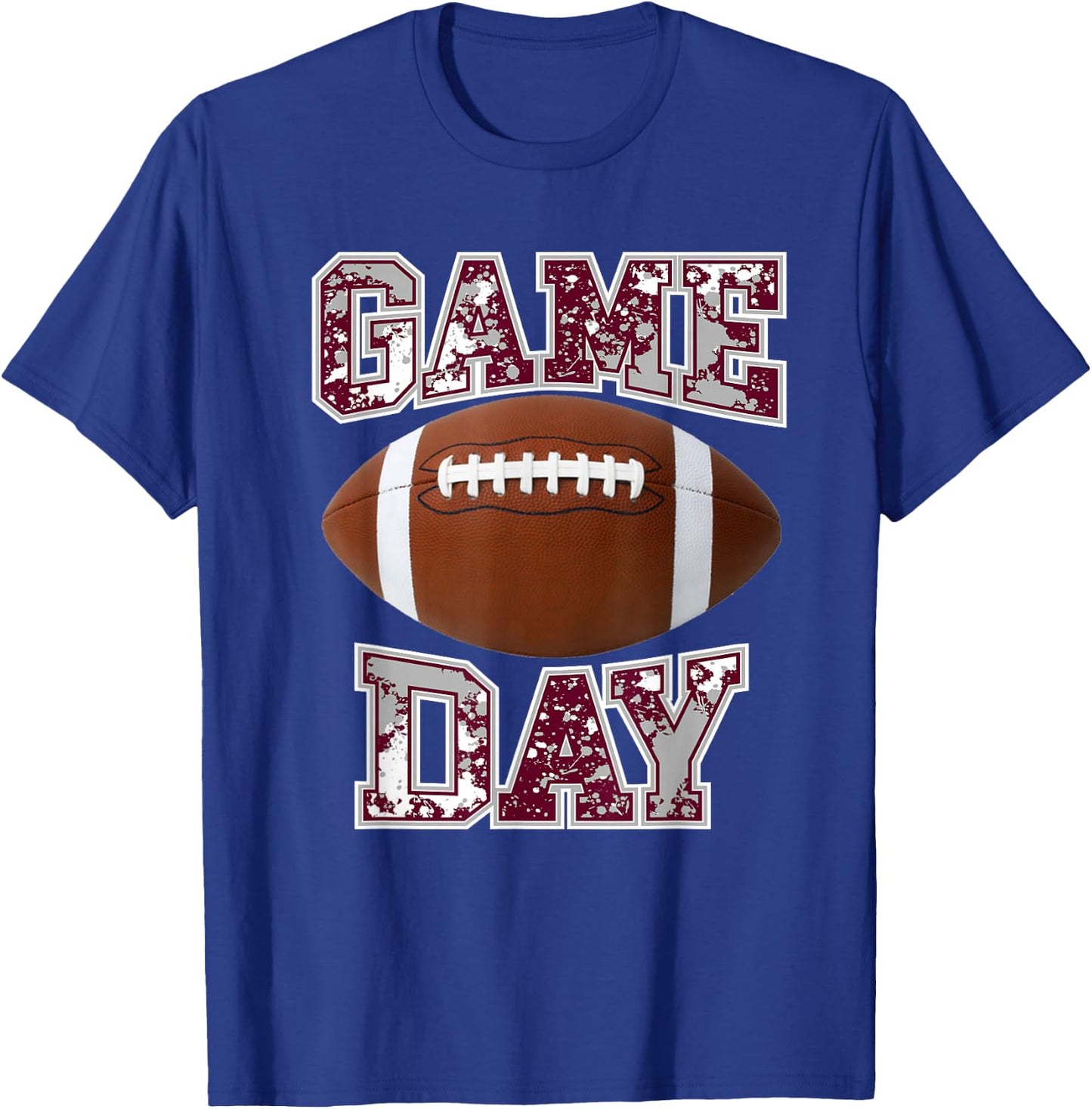 Game Day Football Maroon Gray White T-Shirt - T-Shirt | Royal