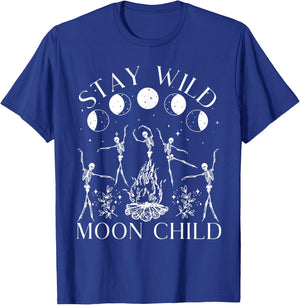 Stay Wild Moon Child Funny Skeleton Dancing Halloween T-Shirt - T-Shirt | Royal