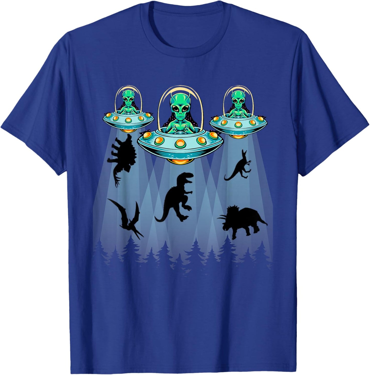Dinosaur Aliens Shirts For Kids, T-rex Alien Abduction UFO T-Shirt - T-Shirt | Royal
