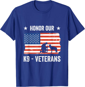 Honor Our K9 Veterans Military Working Dog T-Shirt - T-Shirt | Royal