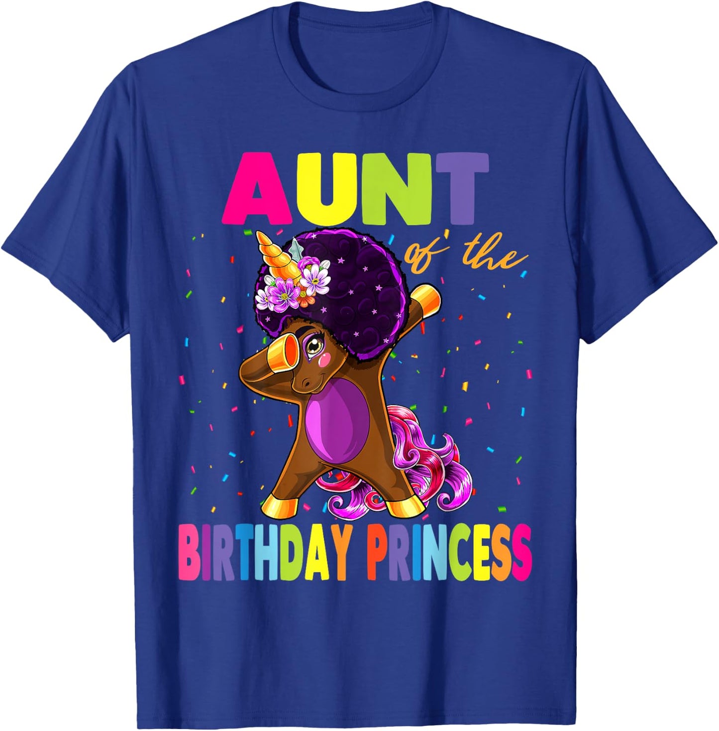 Dabbing Unicorn Afro Aunt of the Birthday Princess T-Shirt - T-Shirt | Royal