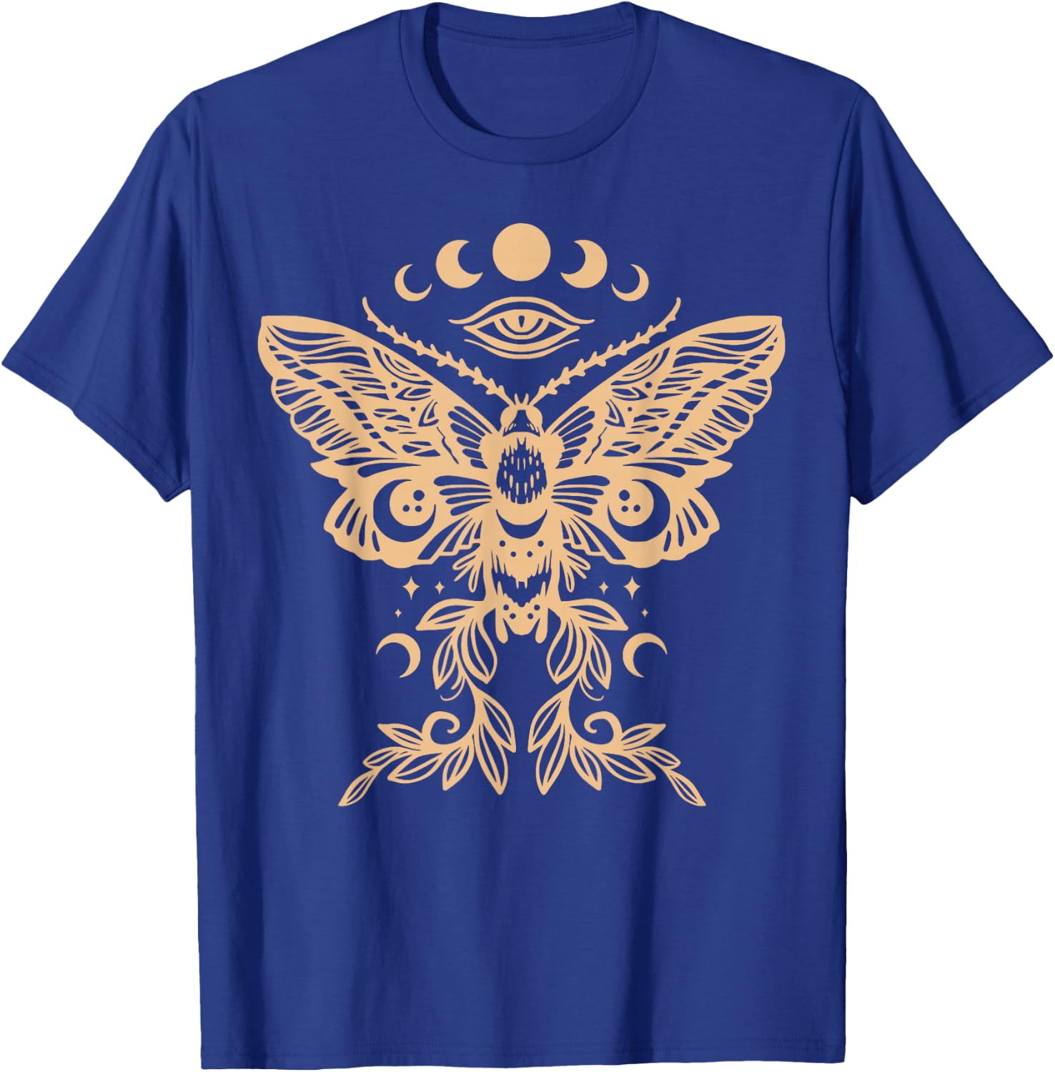 Witchy Aesthetic Celestial Mystic Death Moth Wiccan Moon T-Shirt - T-Shirt | Royal