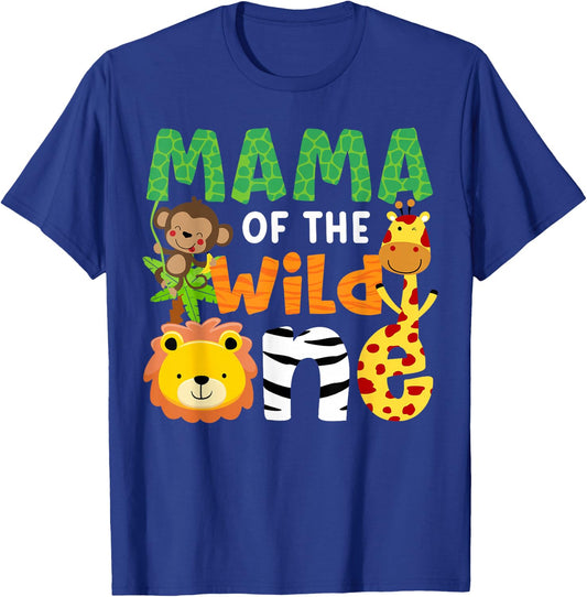 Mama of The Wild One Zoo Theme Bday Safari Jungle Animals T-Shirt - T-Shirt | Royal