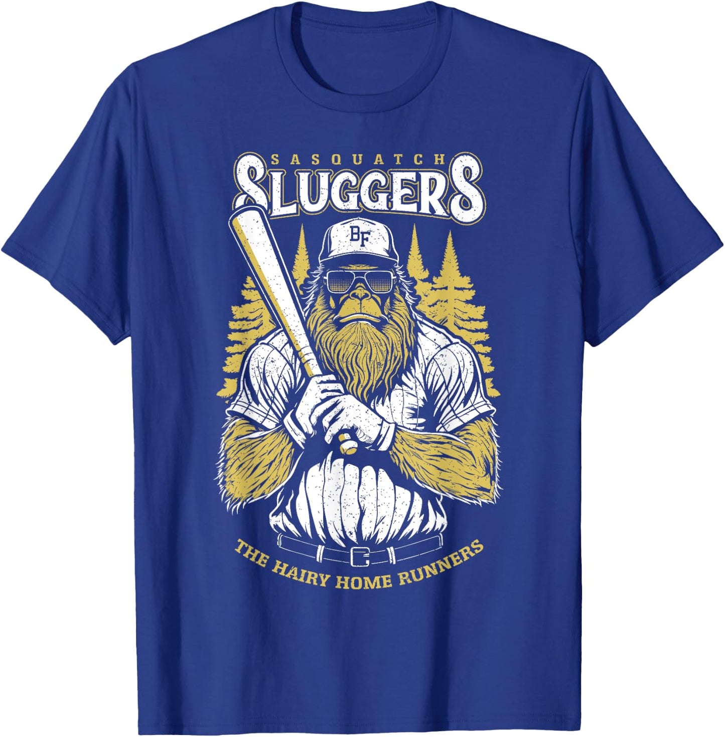 Bigfoot Baseball Player Coach Funny Cryptid Sasquatch Team T-Shirt - T-Shirt | Royal