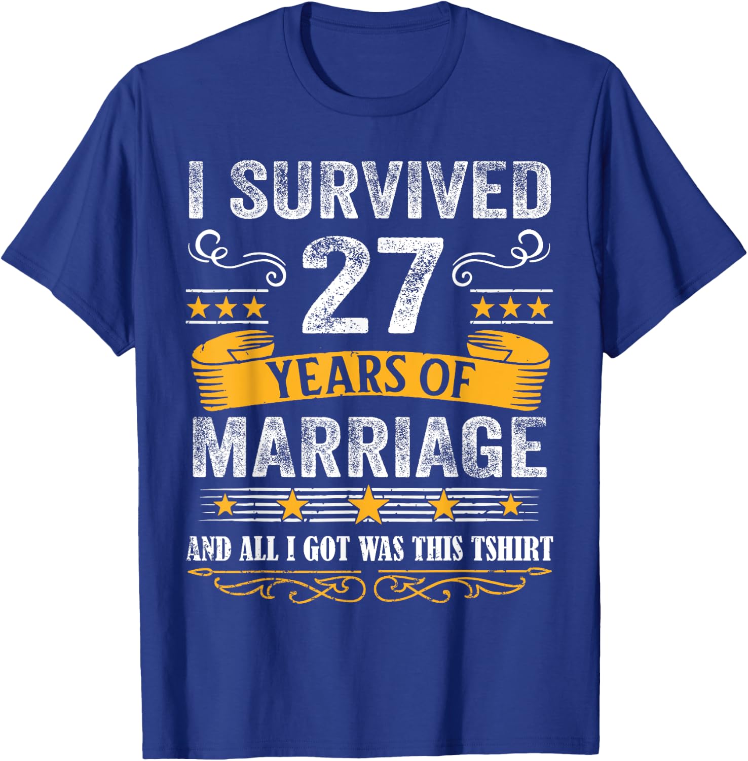 27th Wedding Anniversary shirt Couples Husband Wife 27 Years T-Shirt - T-Shirt | Royal